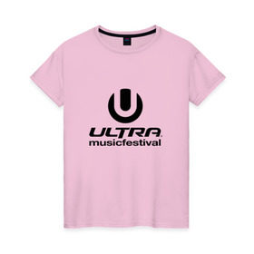 Женская футболка хлопок с принтом Ultra Music Festival в Екатеринбурге, 100% хлопок | прямой крой, круглый вырез горловины, длина до линии бедер, слегка спущенное плечо | house | rave | ultra music festival | umf