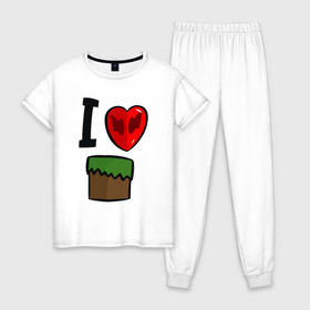 Женская пижама хлопок с принтом Футболка Диллерона в Екатеринбурге, 100% хлопок | брюки и футболка прямого кроя, без карманов, на брюках мягкая резинка на поясе и по низу штанин | игры | мinecraft | майнкрафт
