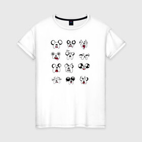 Женская футболка хлопок с принтом Мордочки Джейка в Екатеринбурге, 100% хлопок | прямой крой, круглый вырез горловины, длина до линии бедер, слегка спущенное плечо | 