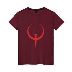 Женская футболка хлопок с принтом Quake в Екатеринбурге, 100% хлопок | прямой крой, круглый вырез горловины, длина до линии бедер, слегка спущенное плечо | .красный | logo | quake | qw | игра