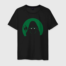 Мужская футболка хлопок с принтом Стрела в Екатеринбурге, 100% хлопок | прямой крой, круглый вырез горловины, длина до линии бедер, слегка спущенное плечо. | arrow super hero dc стрела зеленая