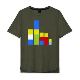Мужская футболка хлопок Oversize с принтом Симпсоны кубики в Екатеринбурге, 100% хлопок | свободный крой, круглый ворот, “спинка” длиннее передней части | the simpsons | барт | гомер | кубики | мардж | симпсоны