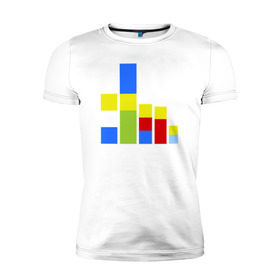 Мужская футболка премиум с принтом Симпсоны кубики в Екатеринбурге, 92% хлопок, 8% лайкра | приталенный силуэт, круглый вырез ворота, длина до линии бедра, короткий рукав | the simpsons | барт | гомер | кубики | мардж | симпсоны