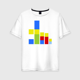 Женская футболка хлопок Oversize с принтом Симпсоны кубики в Екатеринбурге, 100% хлопок | свободный крой, круглый ворот, спущенный рукав, длина до линии бедер
 | the simpsons | барт | гомер | кубики | мардж | симпсоны