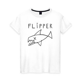 Женская футболка хлопок с принтом Flipper в Екатеринбурге, 100% хлопок | прямой крой, круглый вырез горловины, длина до линии бедер, слегка спущенное плечо | Тематика изображения на принте: flipper | kurt | nirvana | курт кобейн | курта кобейна | нирвана