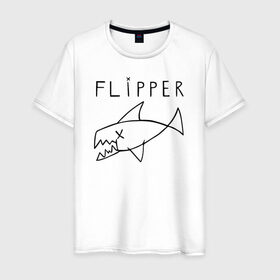 Мужская футболка хлопок с принтом Flipper в Екатеринбурге, 100% хлопок | прямой крой, круглый вырез горловины, длина до линии бедер, слегка спущенное плечо. | flipper | kurt | nirvana | курт кобейн | курта кобейна | нирвана