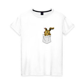 Женская футболка хлопок с принтом Springtrap в кармане FNAF в Екатеринбурге, 100% хлопок | прямой крой, круглый вырез горловины, длина до линии бедер, слегка спущенное плечо | fnaf | springtrap | карман | фнаф