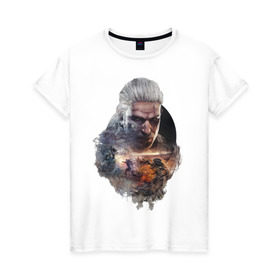 Женская футболка хлопок с принтом The Witcher 3 в Екатеринбурге, 100% хлопок | прямой крой, круглый вырез горловины, длина до линии бедер, слегка спущенное плечо | ведьмак