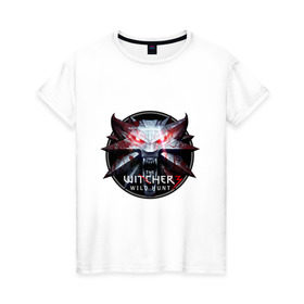 Женская футболка хлопок с принтом The Witcher 3 в Екатеринбурге, 100% хлопок | прямой крой, круглый вырез горловины, длина до линии бедер, слегка спущенное плечо | Тематика изображения на принте: ведьмак
