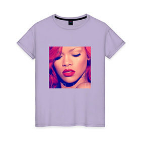 Женская футболка хлопок с принтом Rihanna в Екатеринбурге, 100% хлопок | прямой крой, круглый вырез горловины, длина до линии бедер, слегка спущенное плечо | Тематика изображения на принте: badgirl | rihanna | riri | риана | рианна | рнб