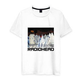 Мужская футболка хлопок с принтом Radiohead в Екатеринбурге, 100% хлопок | прямой крой, круглый вырез горловины, длина до линии бедер, слегка спущенное плечо. | creep | emi | radiohead | rok