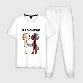 Мужская пижама хлопок с принтом Radiohead в Екатеринбурге, 100% хлопок | брюки и футболка прямого кроя, без карманов, на брюках мягкая резинка на поясе и по низу штанин
 | creep | emi | radiohead | rok