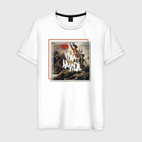 Мужская футболка хлопок с принтом Viva La Vida в Екатеринбурге, 100% хлопок | прямой крой, круглый вырез горловины, длина до линии бедер, слегка спущенное плечо. | coldplay | ghost stories | mylo xyloto | parachutes