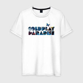 Мужская футболка хлопок с принтом Coldplay Paradise в Екатеринбурге, 100% хлопок | прямой крой, круглый вырез горловины, длина до линии бедер, слегка спущенное плечо. | coldplay | ghost stories | mylo xyloto | parachutes