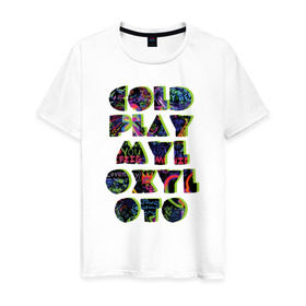 Мужская футболка хлопок с принтом Coldplay в Екатеринбурге, 100% хлопок | прямой крой, круглый вырез горловины, длина до линии бедер, слегка спущенное плечо. | coldplay | ghost stories | mylo xyloto | parachutes