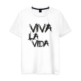 Мужская футболка хлопок с принтом Viva La Vida в Екатеринбурге, 100% хлопок | прямой крой, круглый вырез горловины, длина до линии бедер, слегка спущенное плечо. | coldplay | ghost stories | mylo xyloto | parachutes