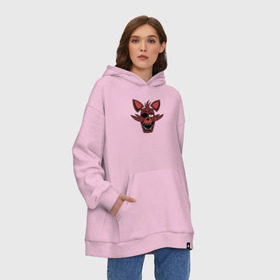 Худи SuperOversize хлопок с принтом Foxy FNAF в Екатеринбурге, 70% хлопок, 30% полиэстер, мягкий начес внутри | карман-кенгуру, эластичная резинка на манжетах и по нижней кромке, двухслойный капюшон
 | 5 ночей с фредди | fnaf | foxy | фнаф