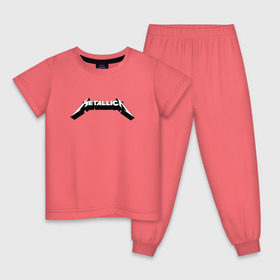 Детская пижама хлопок с принтом Логотип Metallica (old logo) в Екатеринбурге, 100% хлопок |  брюки и футболка прямого кроя, без карманов, на брюках мягкая резинка на поясе и по низу штанин
 | 
