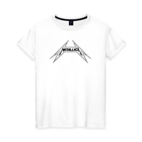 Женская футболка хлопок с принтом Metallica logo (b) в Екатеринбурге, 100% хлопок | прямой крой, круглый вырез горловины, длина до линии бедер, слегка спущенное плечо | Тематика изображения на принте: металлика