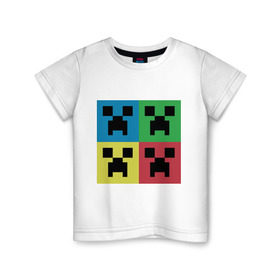 Детская футболка хлопок с принтом Minecraft в Екатеринбурге, 100% хлопок | круглый вырез горловины, полуприлегающий силуэт, длина до линии бедер | Тематика изображения на принте: boom | media | minecraft | игры | компьютерные игры | майнкрафт