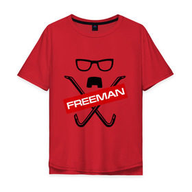 Мужская футболка хлопок Oversize с принтом Freeman в Екатеринбурге, 100% хлопок | свободный крой, круглый ворот, “спинка” длиннее передней части | freeman | half life | игра | халф лайф