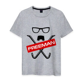 Мужская футболка хлопок с принтом Freeman в Екатеринбурге, 100% хлопок | прямой крой, круглый вырез горловины, длина до линии бедер, слегка спущенное плечо. | freeman | half life | игра | халф лайф