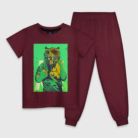 Детская пижама хлопок с принтом Tiger в Екатеринбурге, 100% хлопок |  брюки и футболка прямого кроя, без карманов, на брюках мягкая резинка на поясе и по низу штанин
 | Тематика изображения на принте: hotline miami