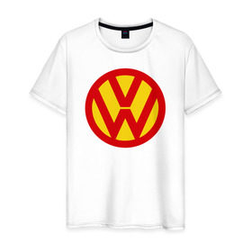 Мужская футболка хлопок с принтом Super Volkswagen в Екатеринбурге, 100% хлопок | прямой крой, круглый вырез горловины, длина до линии бедер, слегка спущенное плечо. | super volkswagen