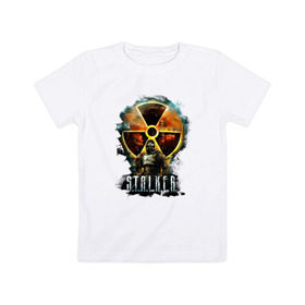 Детская футболка хлопок с принтом Stalker в Екатеринбурге, 100% хлопок | круглый вырез горловины, полуприлегающий силуэт, длина до линии бедер | shooter | stalker | радиация | шутер