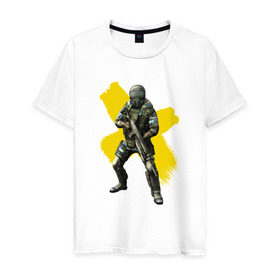 Мужская футболка хлопок с принтом STALKER в Екатеринбурге, 100% хлопок | прямой крой, круглый вырез горловины, длина до линии бедер, слегка спущенное плечо. | shooter | stalker | радиация | шутер