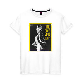 Женская футболка хлопок с принтом Фредди Меркьюри в Екатеринбурге, 100% хлопок | прямой крой, круглый вырез горловины, длина до линии бедер, слегка спущенное плечо | heavy | queen | квин | меркури | метал | фредди