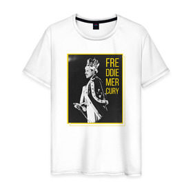 Мужская футболка хлопок с принтом Фредди Меркьюри в Екатеринбурге, 100% хлопок | прямой крой, круглый вырез горловины, длина до линии бедер, слегка спущенное плечо. | heavy | queen | квин | меркури | метал | фредди