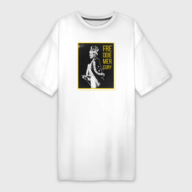 Платье-футболка хлопок с принтом Фредди Меркьюри в Екатеринбурге,  |  | heavy | queen | квин | меркури | метал | фредди