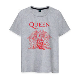 Мужская футболка хлопок с принтом Queen в Екатеринбурге, 100% хлопок | прямой крой, круглый вырез горловины, длина до линии бедер, слегка спущенное плечо. | heavy | queen | квин | меркури | метал | фредди