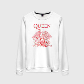 Женский свитшот хлопок с принтом Queen в Екатеринбурге, 100% хлопок | прямой крой, круглый вырез, на манжетах и по низу широкая трикотажная резинка  | heavy | queen | квин | меркури | метал | фредди