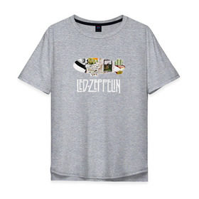 Мужская футболка хлопок Oversize с принтом Led Zeppelin в Екатеринбурге, 100% хлопок | свободный крой, круглый ворот, “спинка” длиннее передней части | led zeppelin