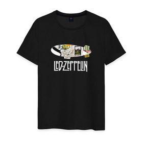 Мужская футболка хлопок с принтом Led Zeppelin в Екатеринбурге, 100% хлопок | прямой крой, круглый вырез горловины, длина до линии бедер, слегка спущенное плечо. | led zeppelin