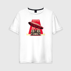 Женская футболка хлопок Oversize с принтом Mothership в Екатеринбурге, 100% хлопок | свободный крой, круглый ворот, спущенный рукав, длина до линии бедер
 | led zeppelin