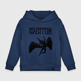 Детское худи Oversize хлопок с принтом Led Zeppelin swan в Екатеринбурге, френч-терри — 70% хлопок, 30% полиэстер. Мягкий теплый начес внутри —100% хлопок | боковые карманы, эластичные манжеты и нижняя кромка, капюшон на магнитной кнопке | led zeppelin