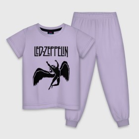 Детская пижама хлопок с принтом Led Zeppelin swan в Екатеринбурге, 100% хлопок |  брюки и футболка прямого кроя, без карманов, на брюках мягкая резинка на поясе и по низу штанин
 | led zeppelin