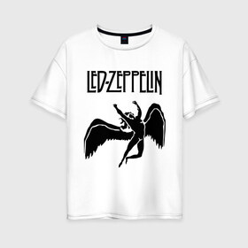 Женская футболка хлопок Oversize с принтом Led Zeppelin swan в Екатеринбурге, 100% хлопок | свободный крой, круглый ворот, спущенный рукав, длина до линии бедер
 | led zeppelin