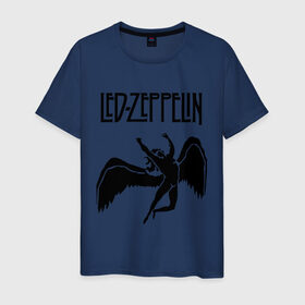 Мужская футболка хлопок с принтом Led Zeppelin swan в Екатеринбурге, 100% хлопок | прямой крой, круглый вырез горловины, длина до линии бедер, слегка спущенное плечо. | Тематика изображения на принте: led zeppelin