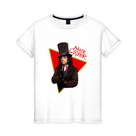 Женская футболка хлопок с принтом Alice Cooper в Екатеринбурге, 100% хлопок | прямой крой, круглый вырез горловины, длина до линии бедер, слегка спущенное плечо | alice cooper | metal | rock | метал | рок | рок музыка | элис купер
