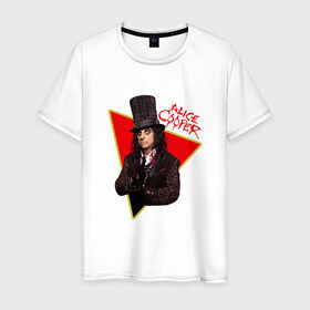 Мужская футболка хлопок с принтом Alice Cooper в Екатеринбурге, 100% хлопок | прямой крой, круглый вырез горловины, длина до линии бедер, слегка спущенное плечо. | alice cooper | metal | rock | метал | рок | рок музыка | элис купер
