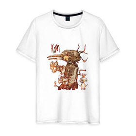 Мужская футболка хлопок с принтом Korn в Екатеринбурге, 100% хлопок | прямой крой, круглый вырез горловины, длина до линии бедер, слегка спущенное плечо. | korn | metal | дэвис | корн | метал | рок
