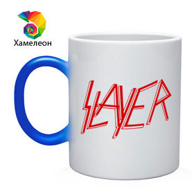 Кружка хамелеон с принтом Slayer logo в Екатеринбурге, керамика | меняет цвет при нагревании, емкость 330 мл | alternative rock | pank | punk | rock | slayer | альтернативный рок | метал | панк | рок | слаер | тяжелая музыка | хард рок | хеви метал