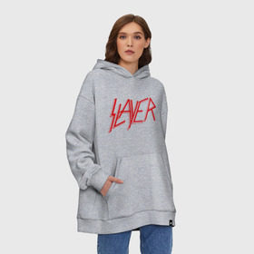 Худи SuperOversize хлопок с принтом Slayer logo в Екатеринбурге, 70% хлопок, 30% полиэстер, мягкий начес внутри | карман-кенгуру, эластичная резинка на манжетах и по нижней кромке, двухслойный капюшон
 | alternative rock | pank | punk | rock | slayer | альтернативный рок | метал | панк | рок | слаер | тяжелая музыка | хард рок | хеви метал