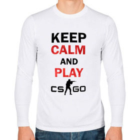 Мужской лонгслив хлопок с принтом Keep Calm and play cs:go в Екатеринбурге, 100% хлопок |  | Тематика изображения на принте: calm | cs go | keep | го