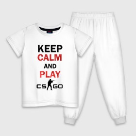 Детская пижама хлопок с принтом Keep Calm and play cs:go в Екатеринбурге, 100% хлопок |  брюки и футболка прямого кроя, без карманов, на брюках мягкая резинка на поясе и по низу штанин
 | calm | cs go | keep | го
