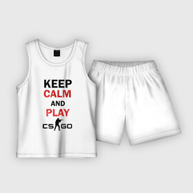 Детская пижама с шортами хлопок с принтом Keep Calm and play cs:go в Екатеринбурге,  |  | calm | cs go | keep | го